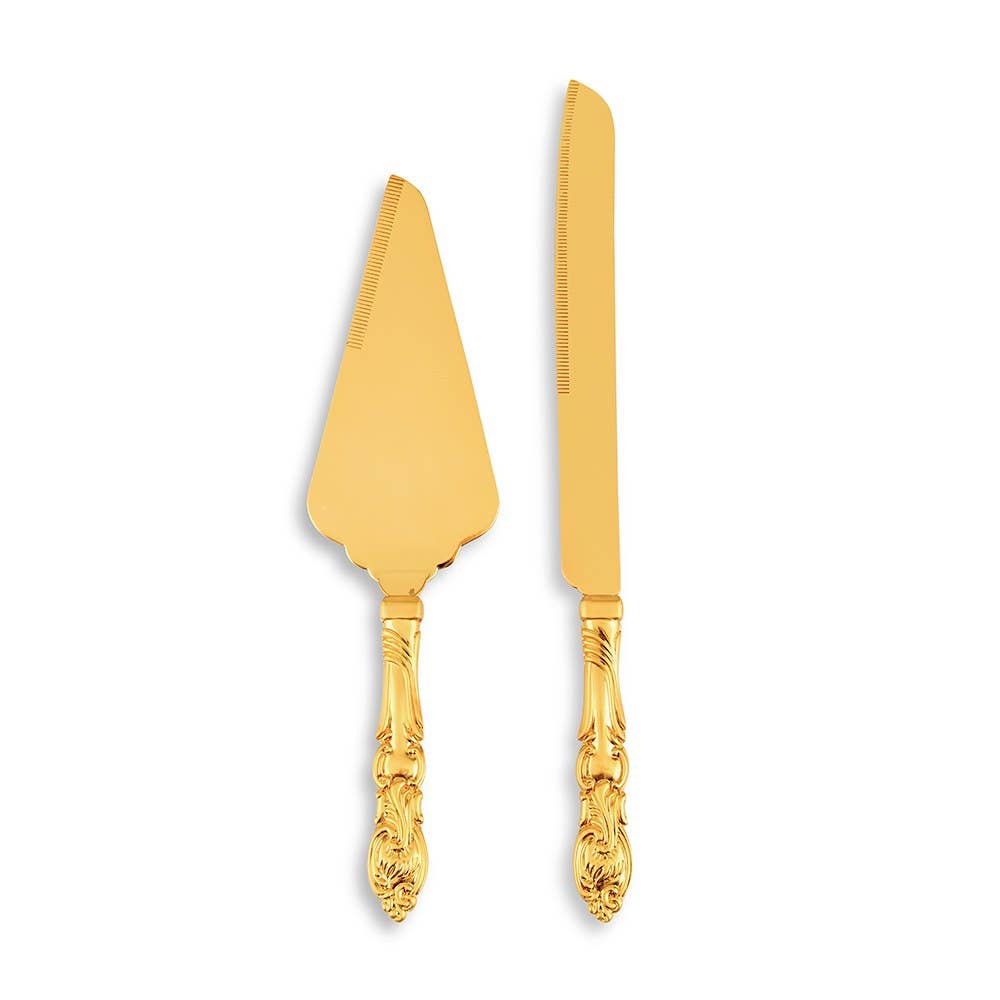 Classic Gold Romance Cake Knife & Server Set