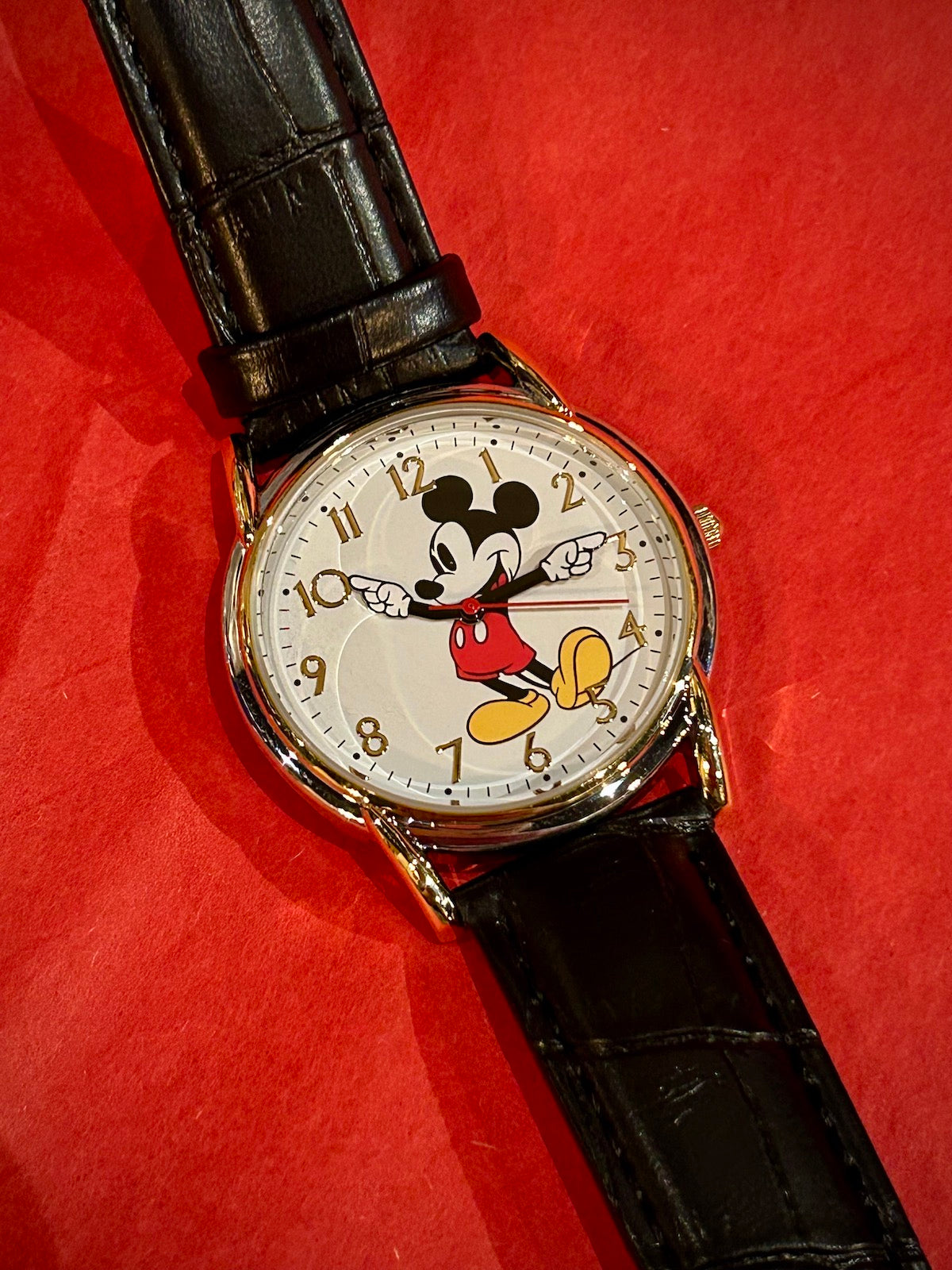 Disney Mickey Mouse with Moving Arms Watch with Black Strap