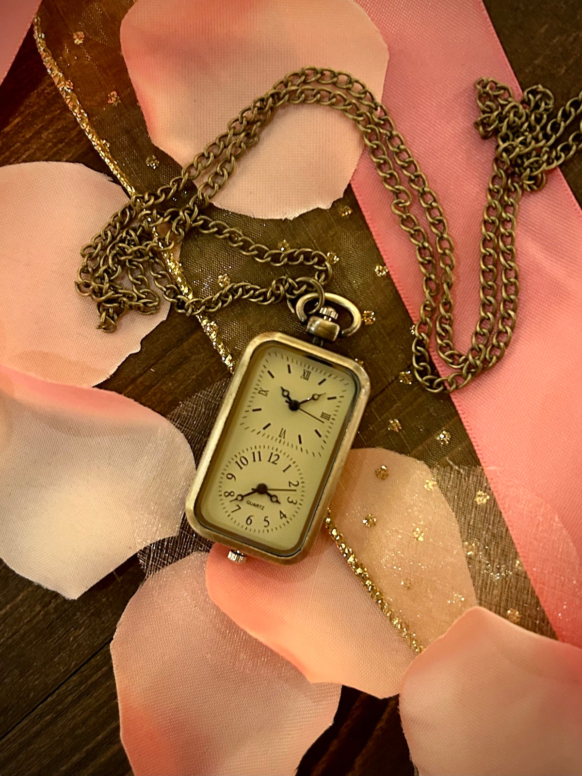 Dual Time Watch Pendant Necklace
