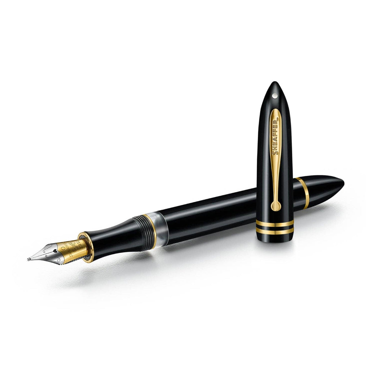 Sheaffer Balance III E893 Glossy Black and Gold Trims Fountain Pen (Medium Nib)