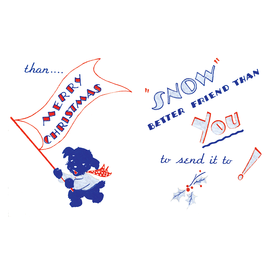 Dog at Window Retro Christmas Greeting Card