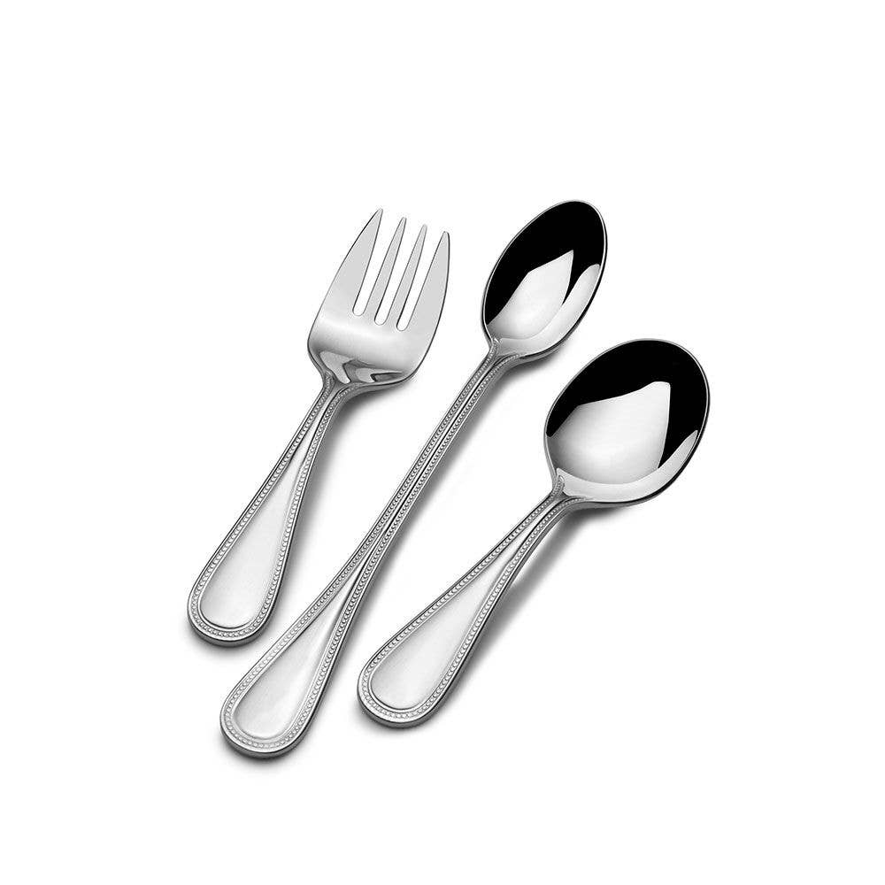 Mikasa 3 Piece Beaded Baby Feeding Flatware Set