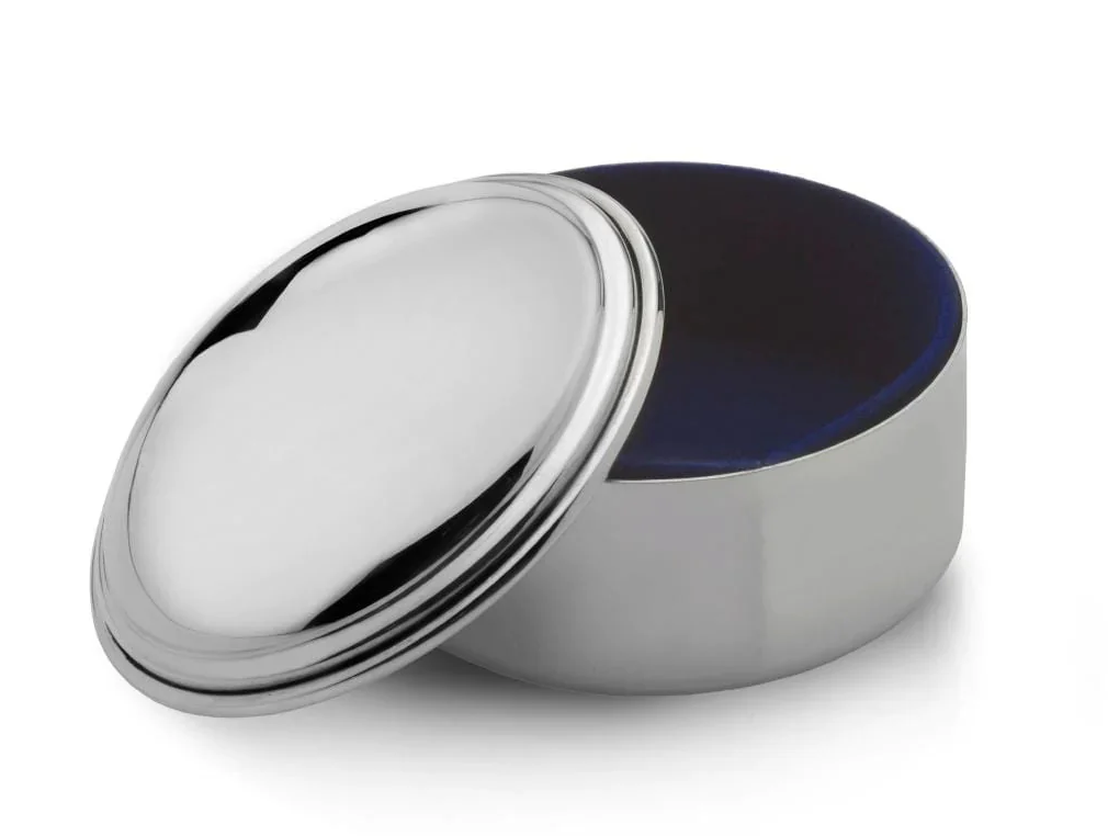 Empire Silver Polished Pewter Round Plain Jewelry Box