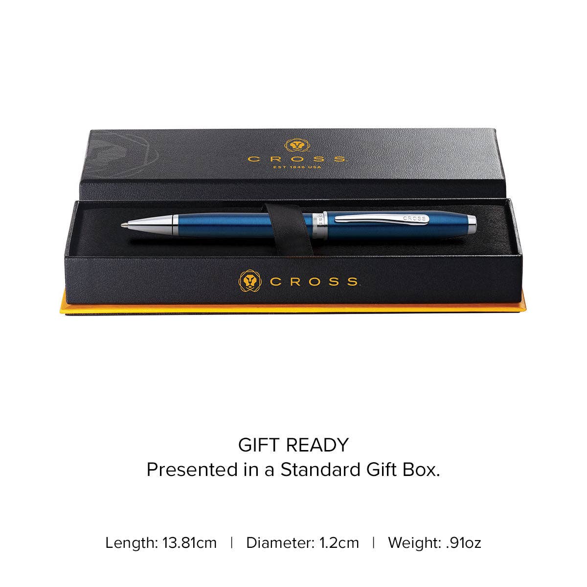 Cross Foundry Glossy Translucent Blue Lacquer with Polished Chrome Appointments Ballpoint Pen