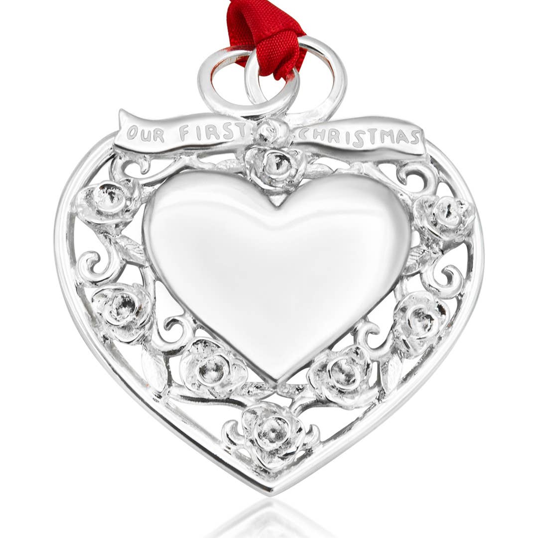 "Our First Christmas" Silver Heart Ornament