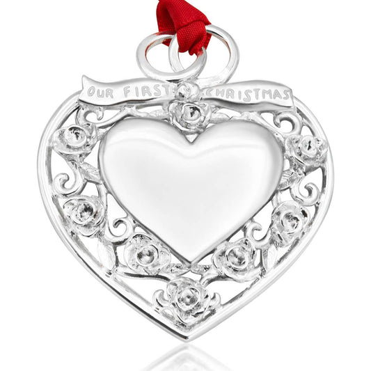 "Our First Christmas" Silver Heart Ornament