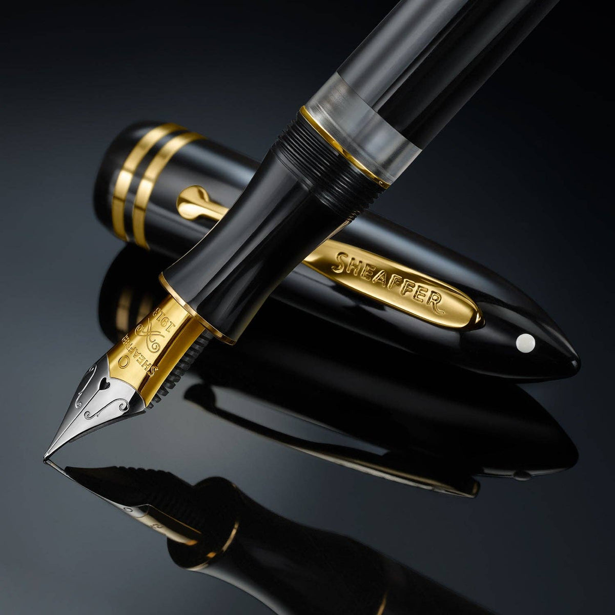 Sheaffer Balance III E893 Glossy Black and Gold Trims Fountain Pen (Medium Nib)