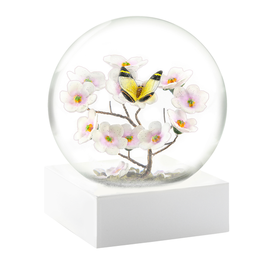 Butterfly on Cherry Blossom Branch Snow Globe