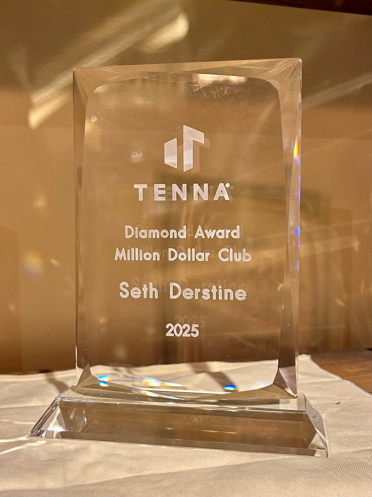 Crystal Faceted Rectangle Award