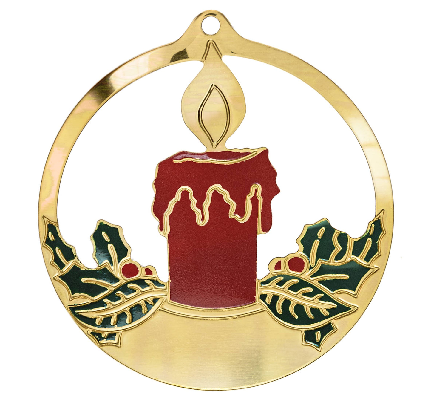 Gold Metal Circle Christmas Candle Ornament