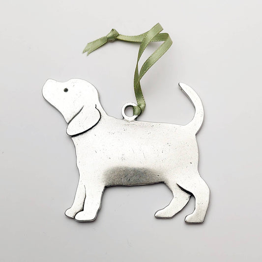 Artist Made Pewter Puppy Holiday Ornament