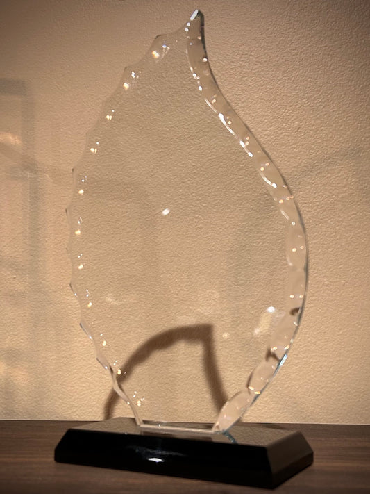 Flame Facet Glass Award on Black Base