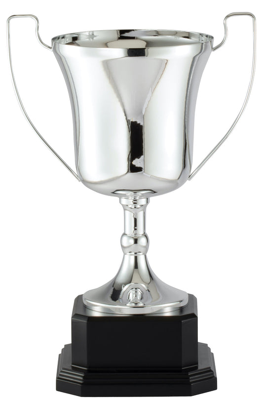 Made in Italy Full Metal Silver Trophy Cup on Ebony Wood Base