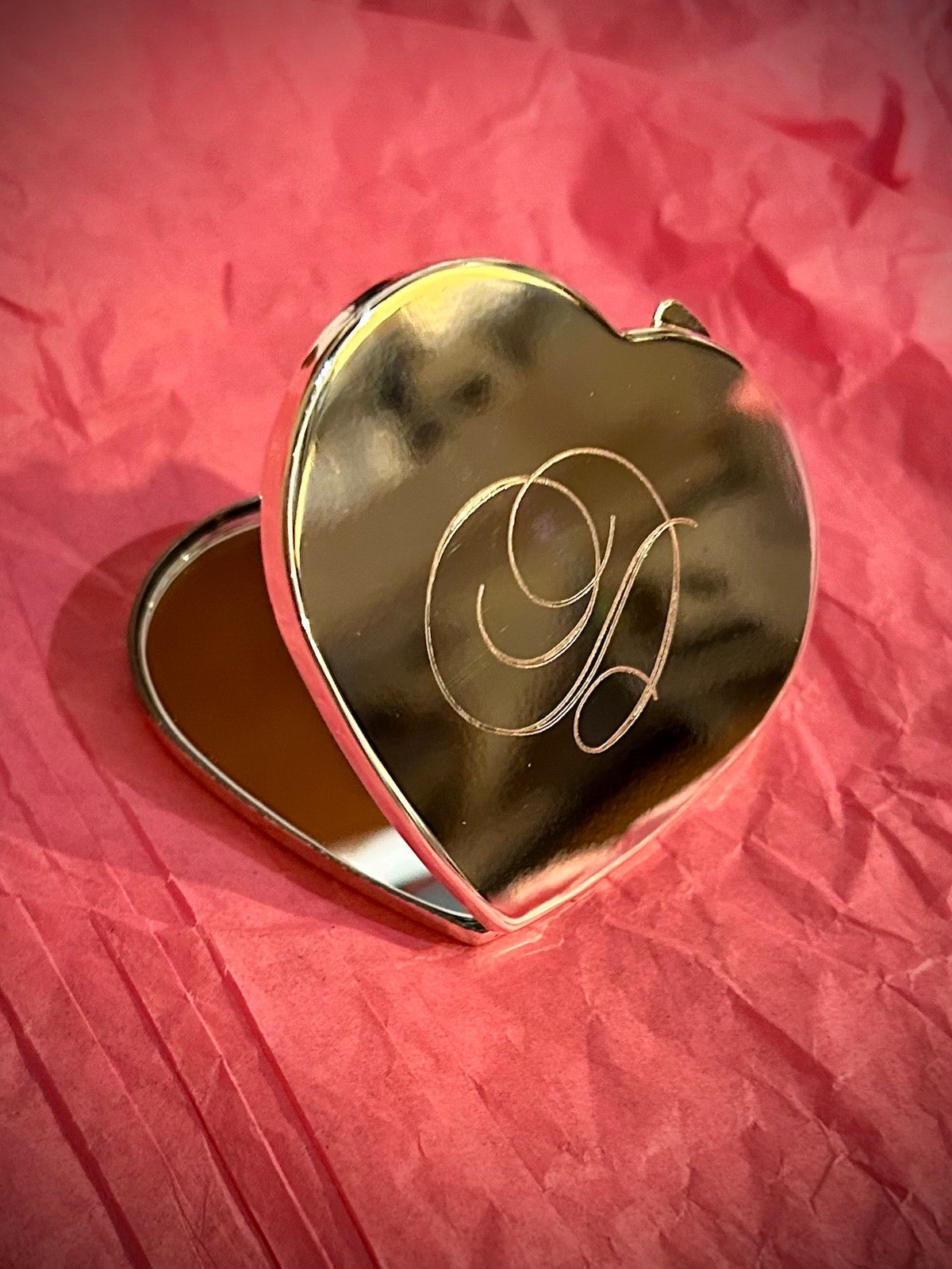 Godinger Heart Shaped Silverplate Compact Mirror