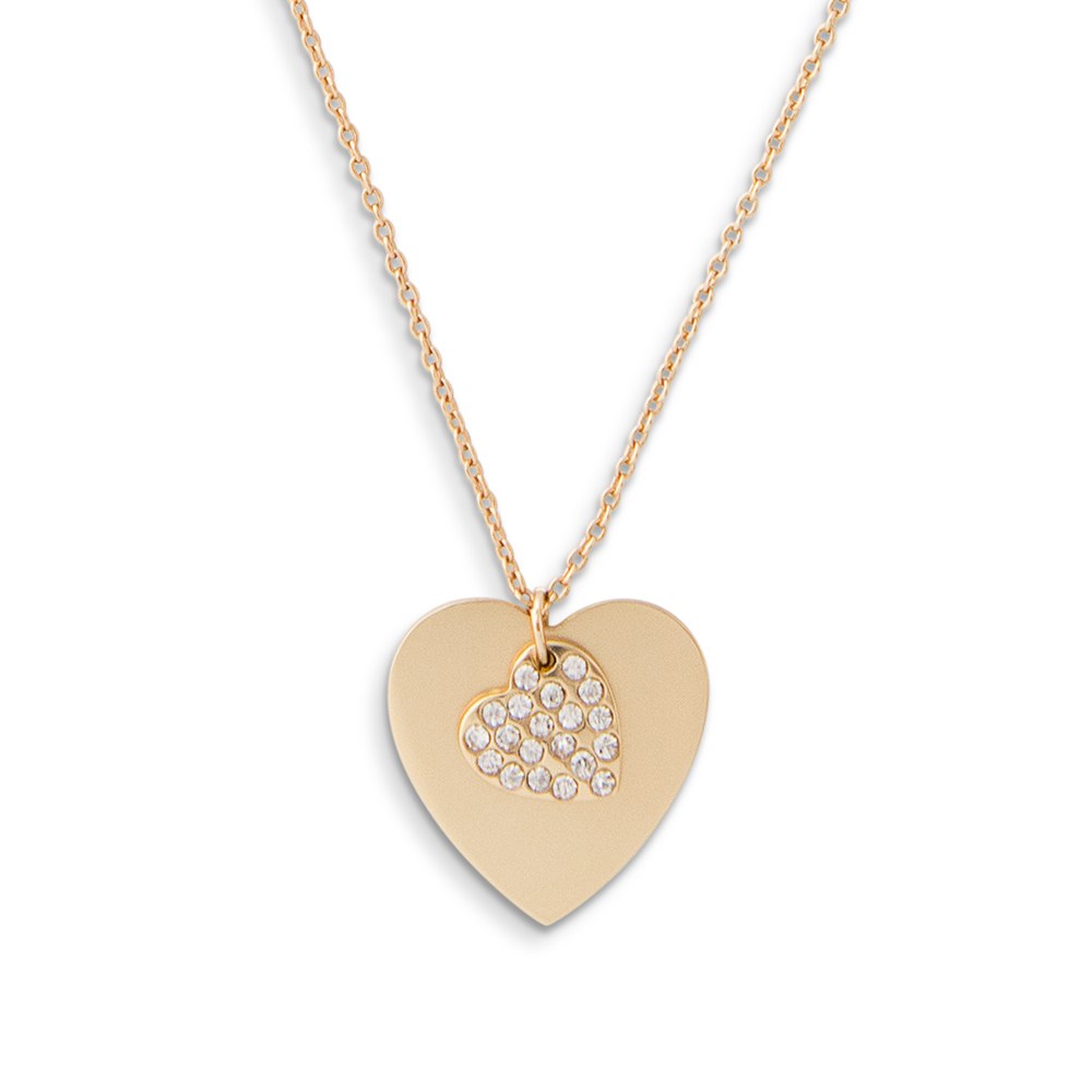 Silver, Gold, or Rose Gold Crystal Charm Double Swing Heart Necklace