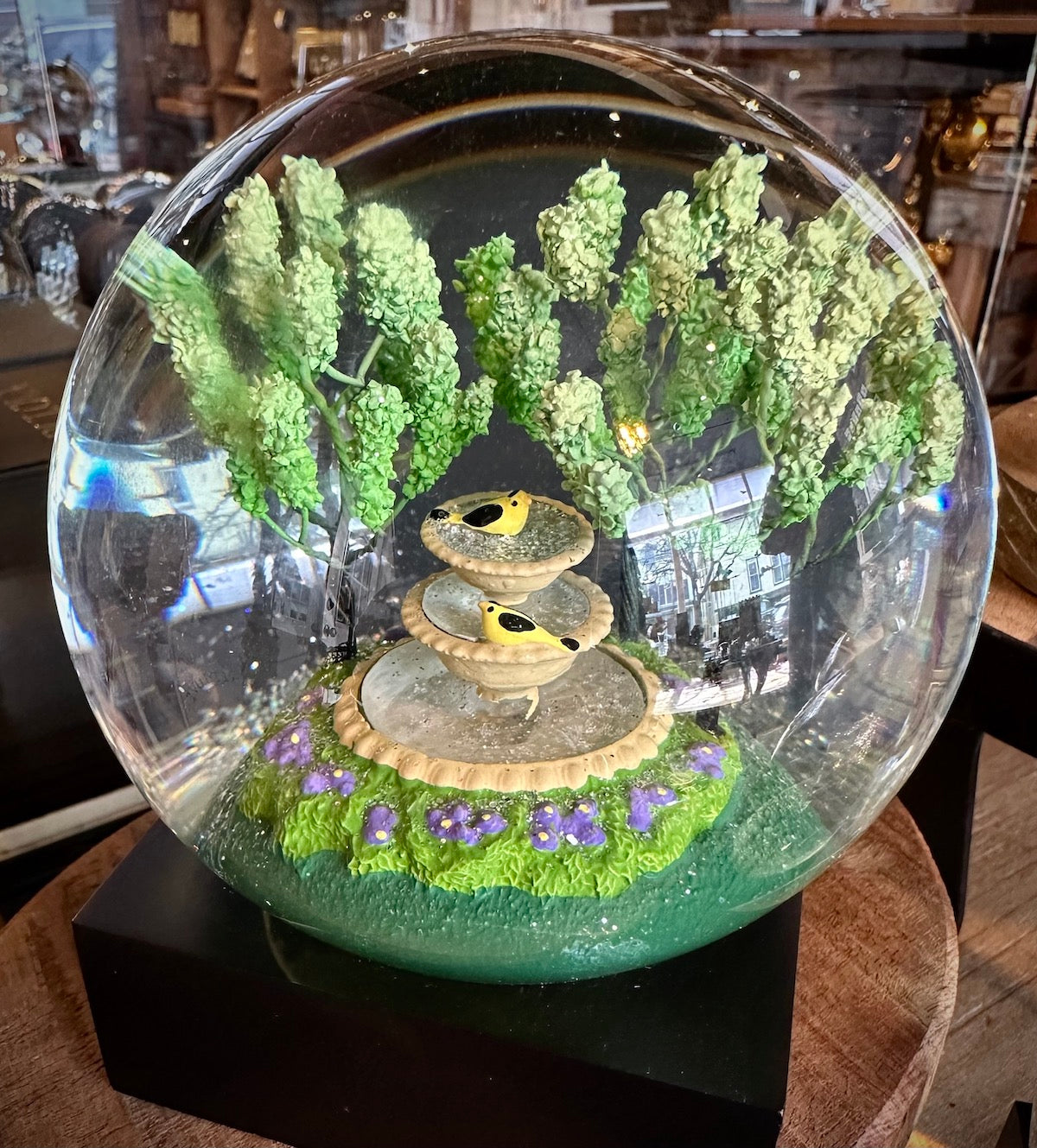 Goldfinch Fountain Snow Globe