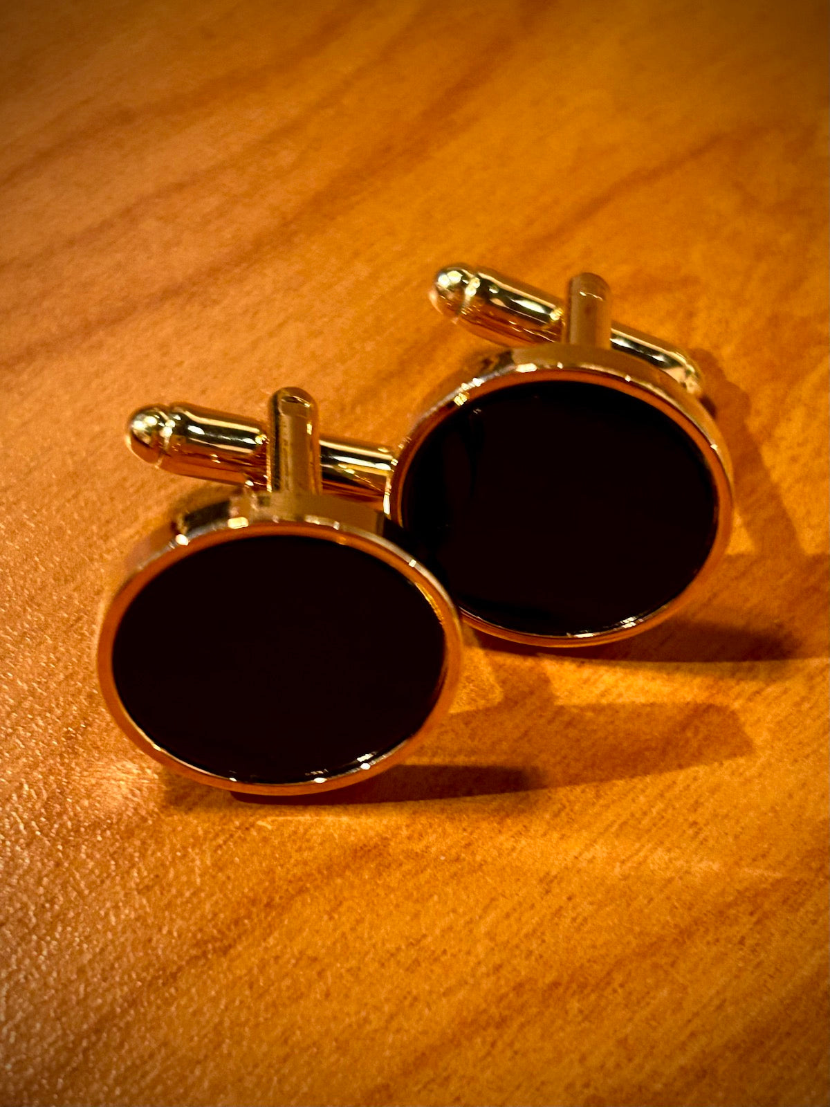 Round Gold with Black Insert Cufflinks