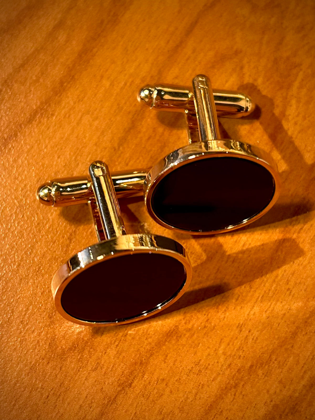 Round Gold with Black Insert Cufflinks