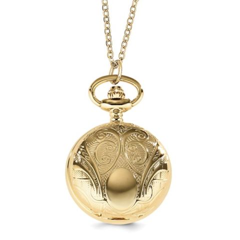 Charles Hubert Gold-finish Scroll Design Watch Pendant Necklace