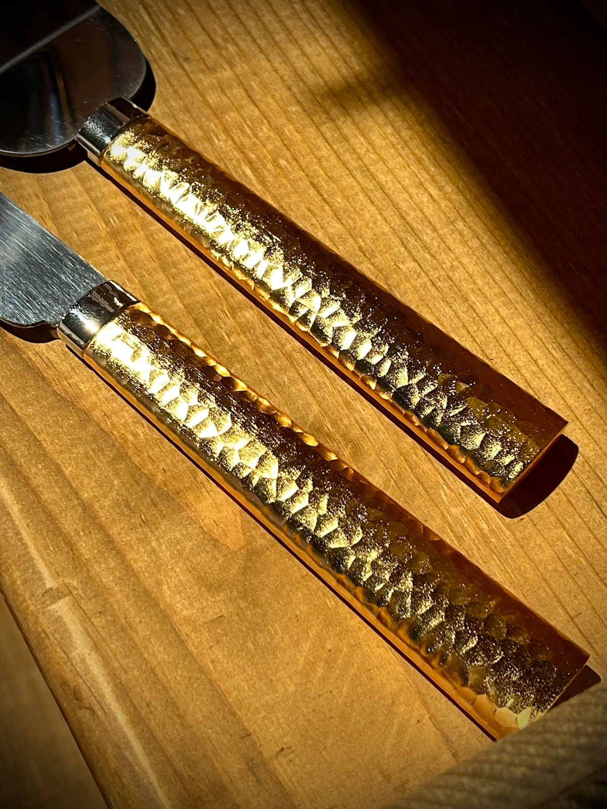 Hammered Gold Handle Cake Knife & Server
