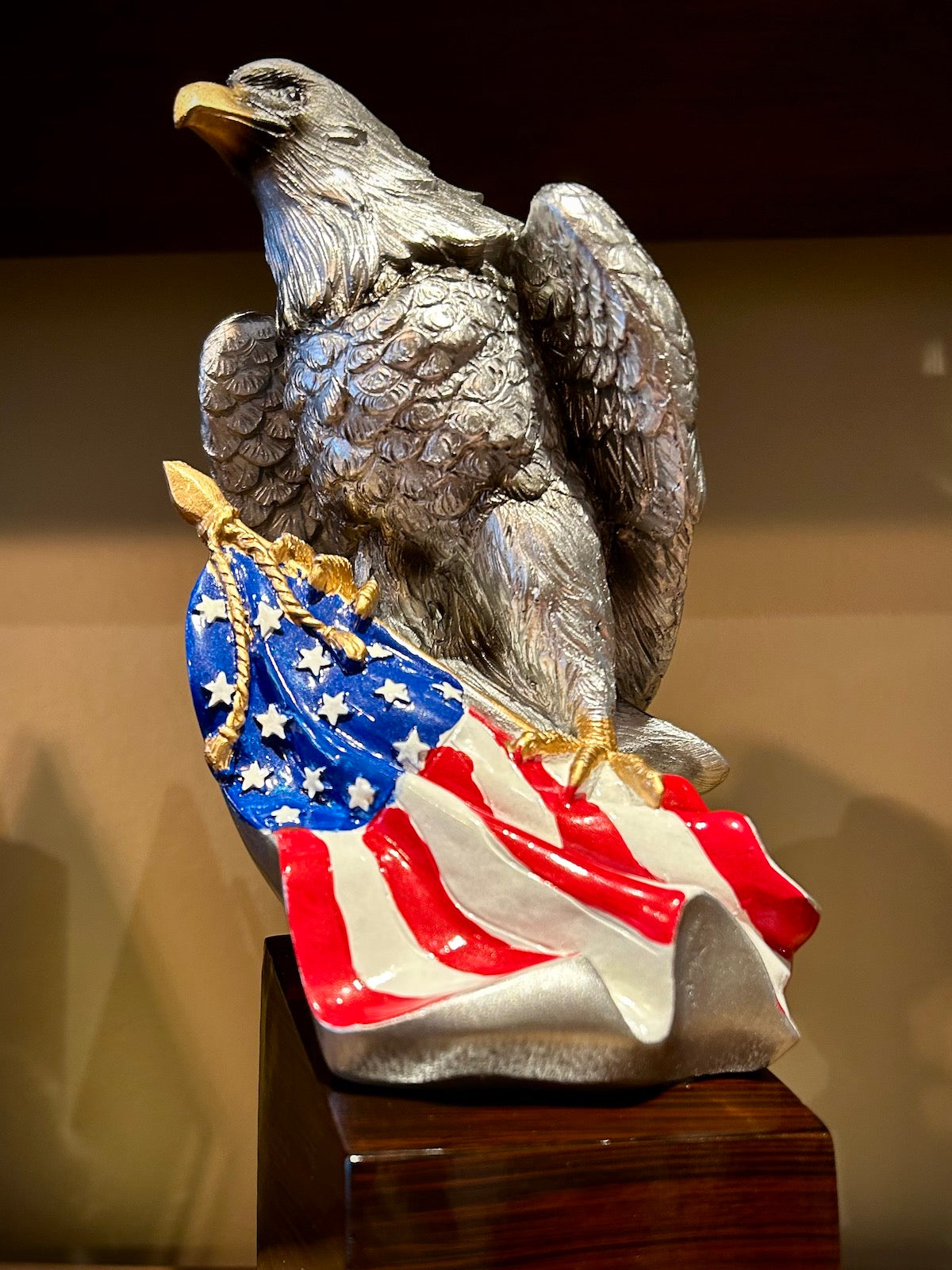 8 3/4" Eagle and American Flag Statue on Base