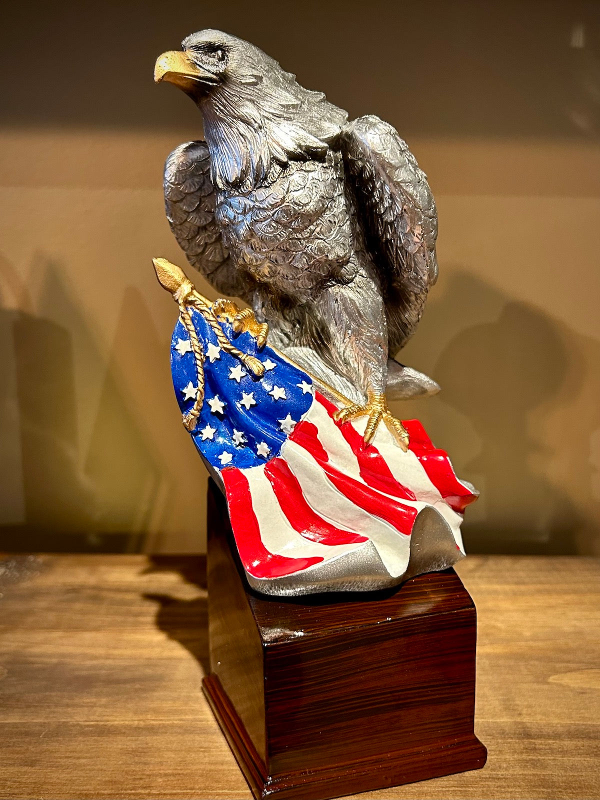 8 3/4" Eagle and American Flag Statue on Base