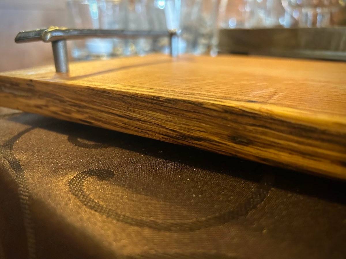 Handcrafted Oak Serving Tray with Twig Handles