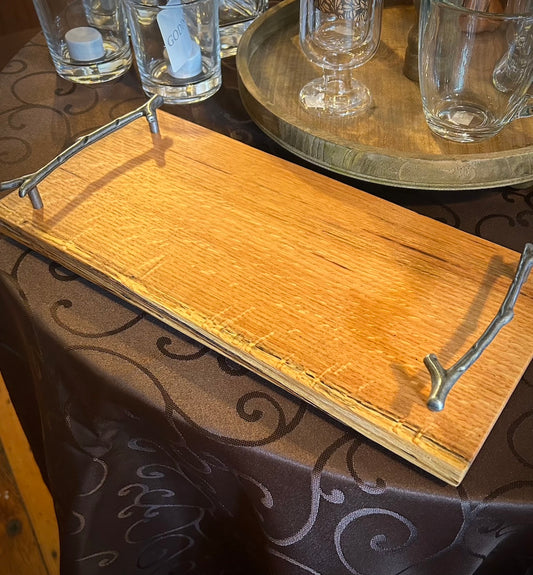 Handcrafted Oak Serving Tray with Twig Handles