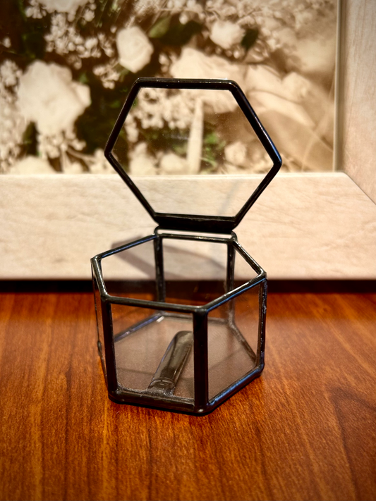 Handmade Hexagon Glass Proposal Ring Box