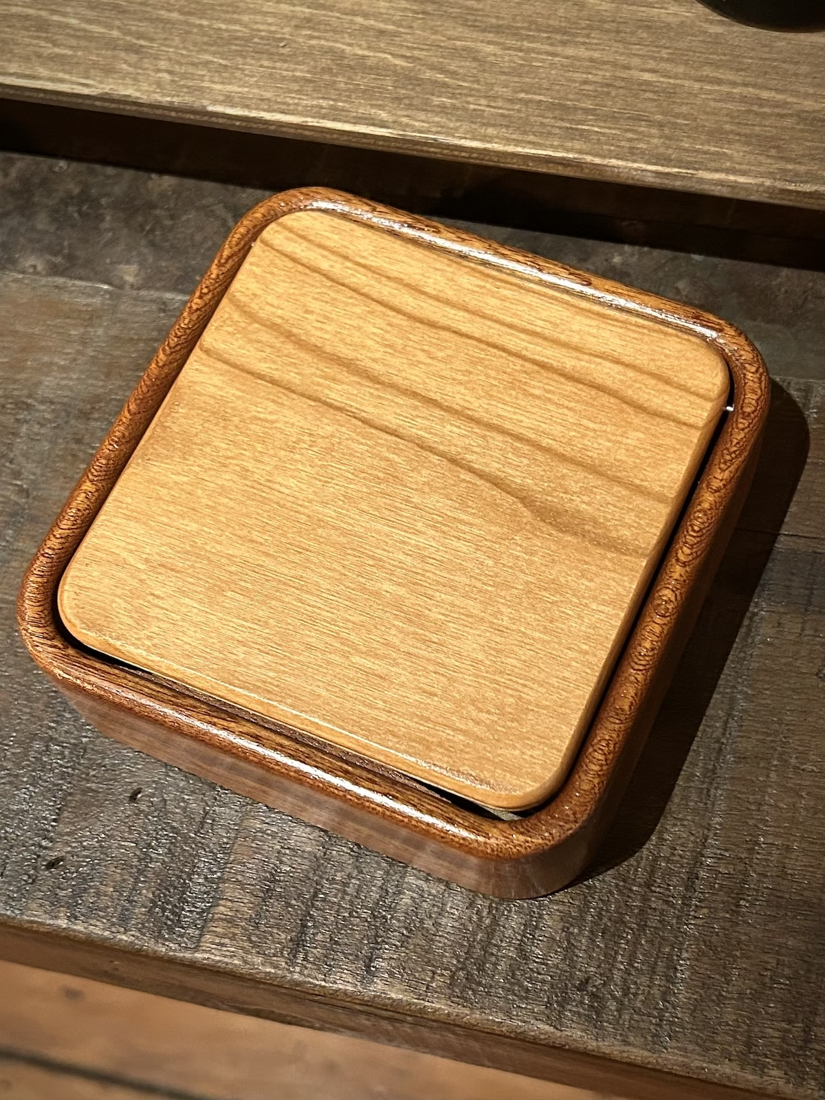 Handmade Wood Flip Top Photo Keepsake Box