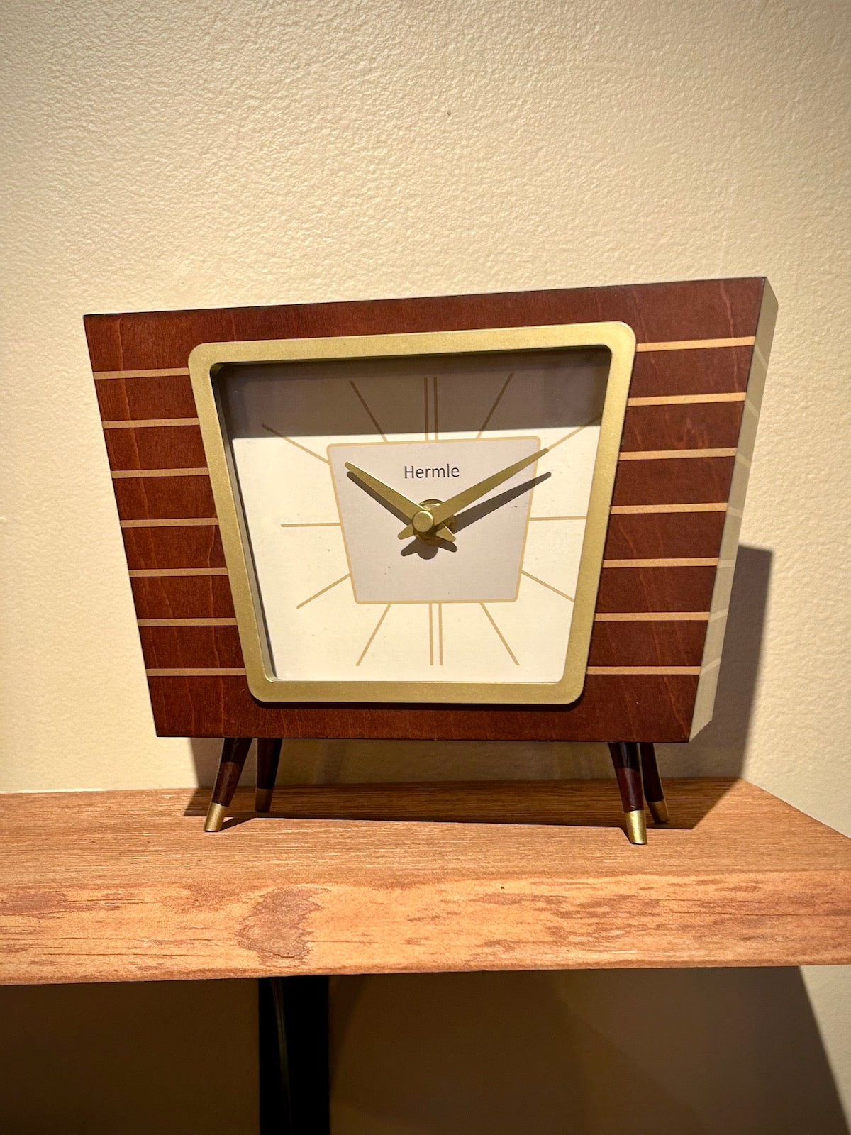 Hermle "Finn" Walnut Mid-Century Retro Table Clock