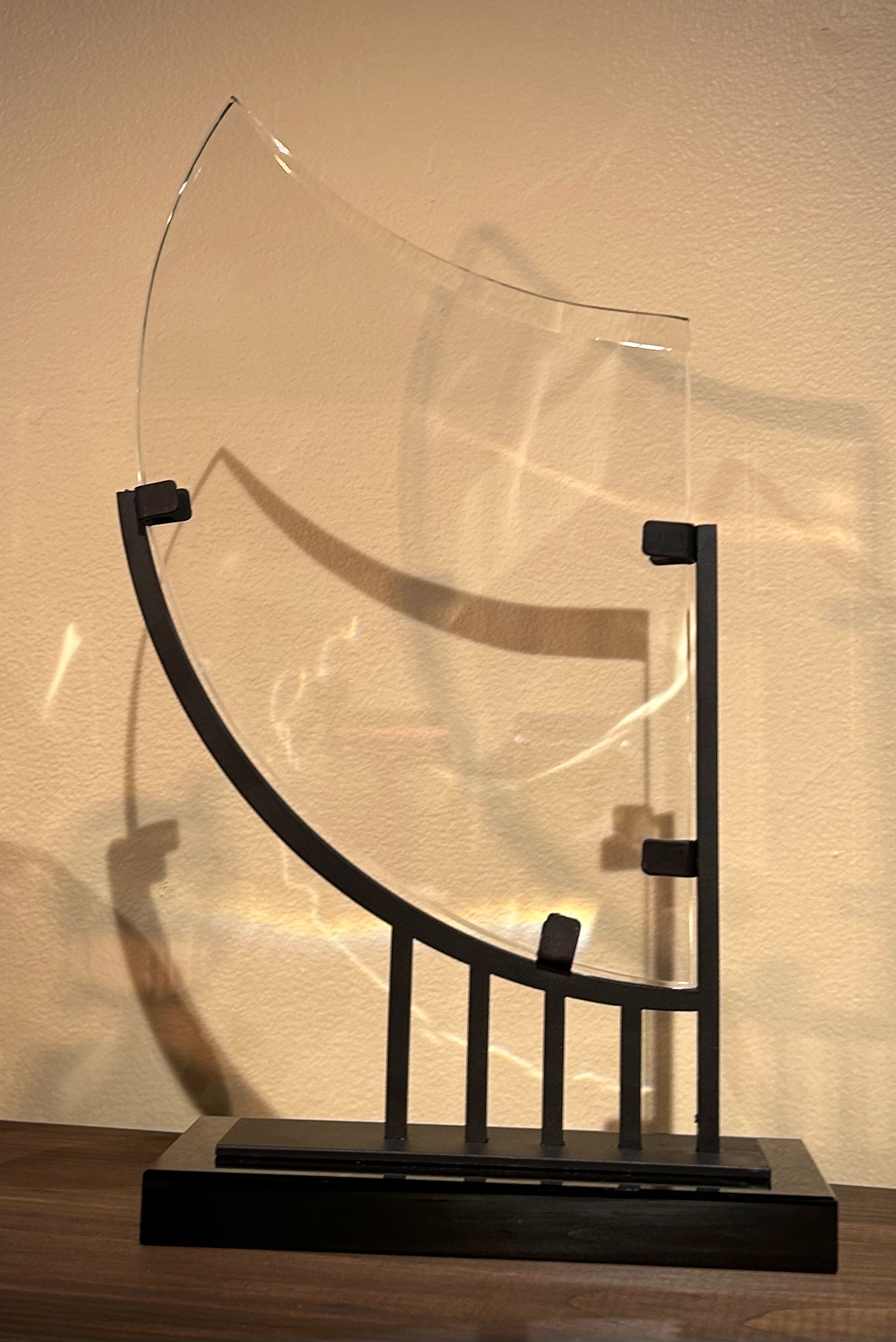 Deco Theme Jade Glass with Black Iron Base Award