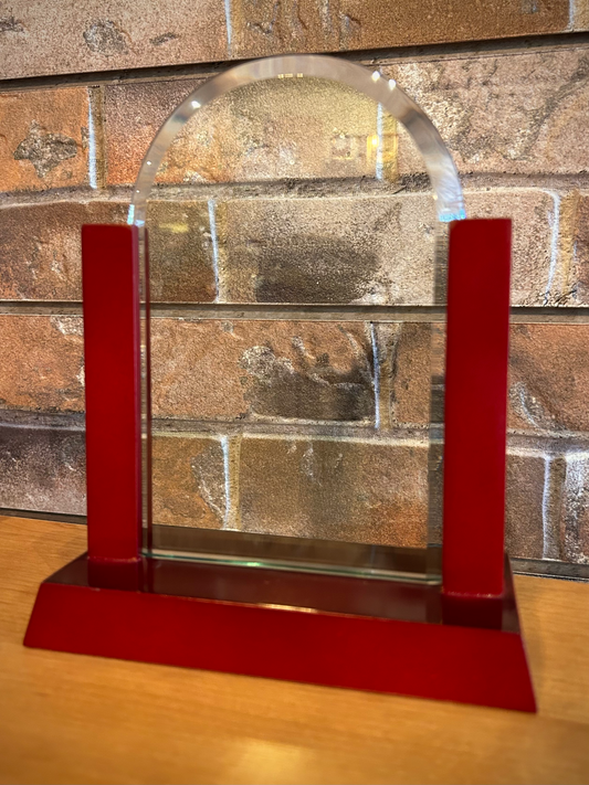 Gateway Dome Jade Glass Award with Rosewood Finish Base