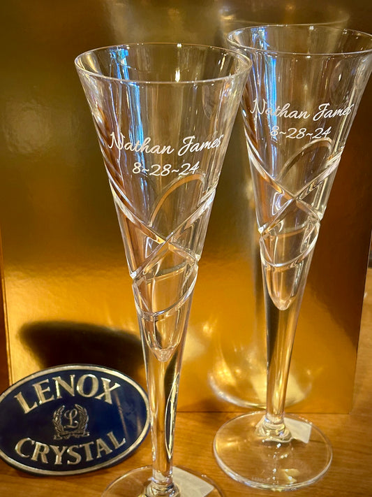 Lenox Adorn Fine Crystal Champagne Flutes