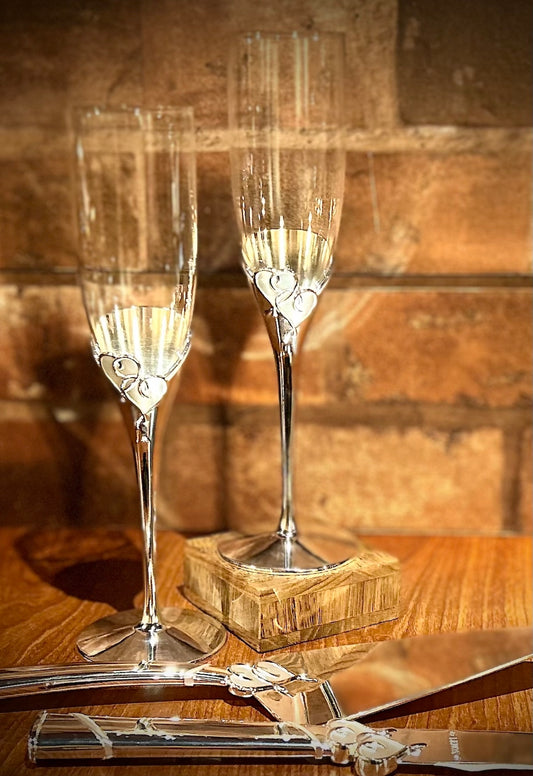 Lenox True Love Silver Champagne Toasting Flutes