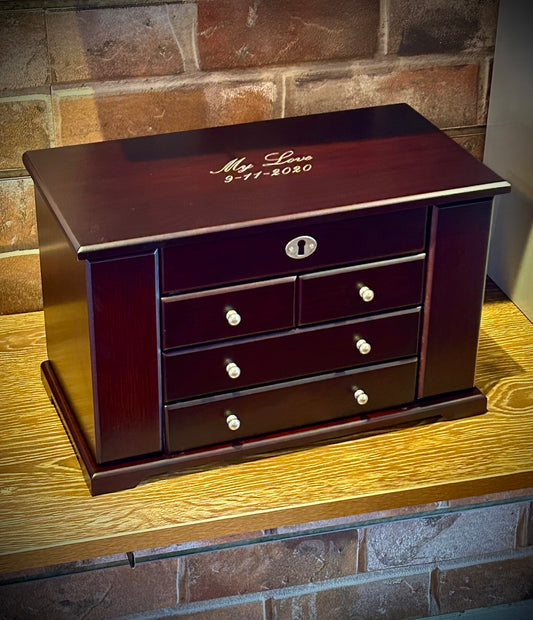 Mele & Co. "Ellington" Dark Mahogany Wooden Jewelry Box