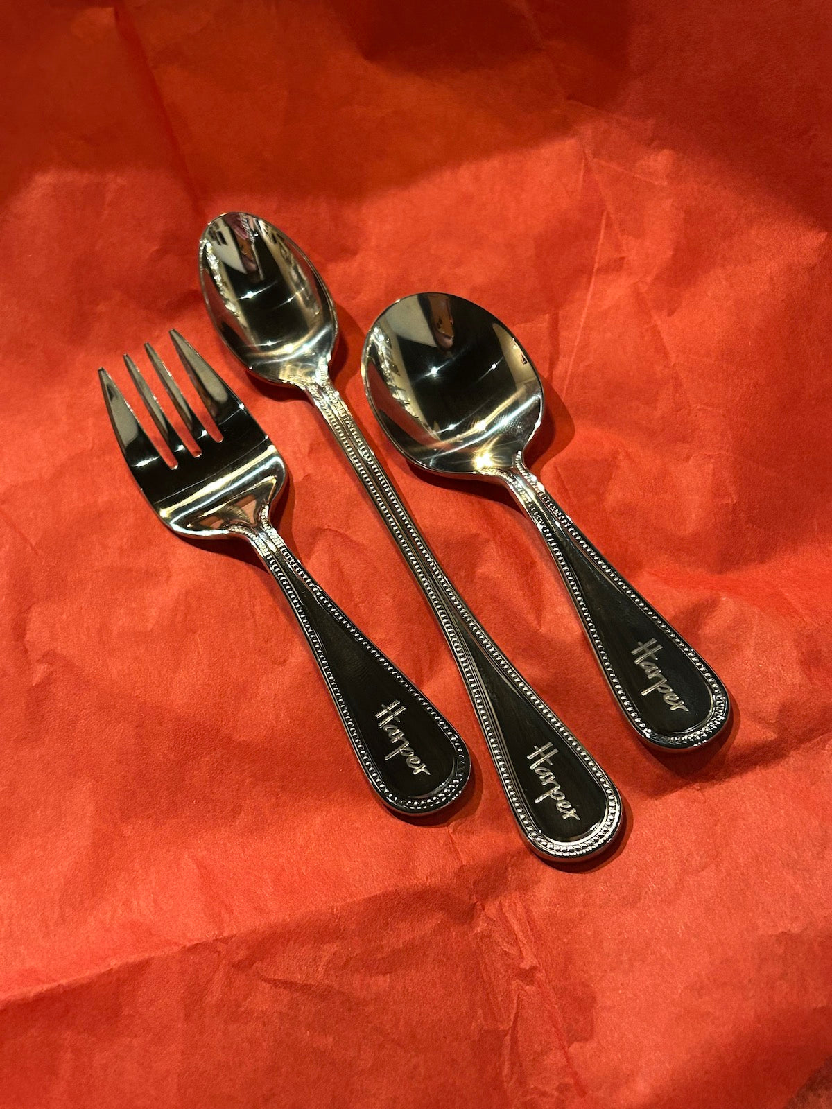 Mikasa 3 Piece Beaded Baby Feeding Flatware Set