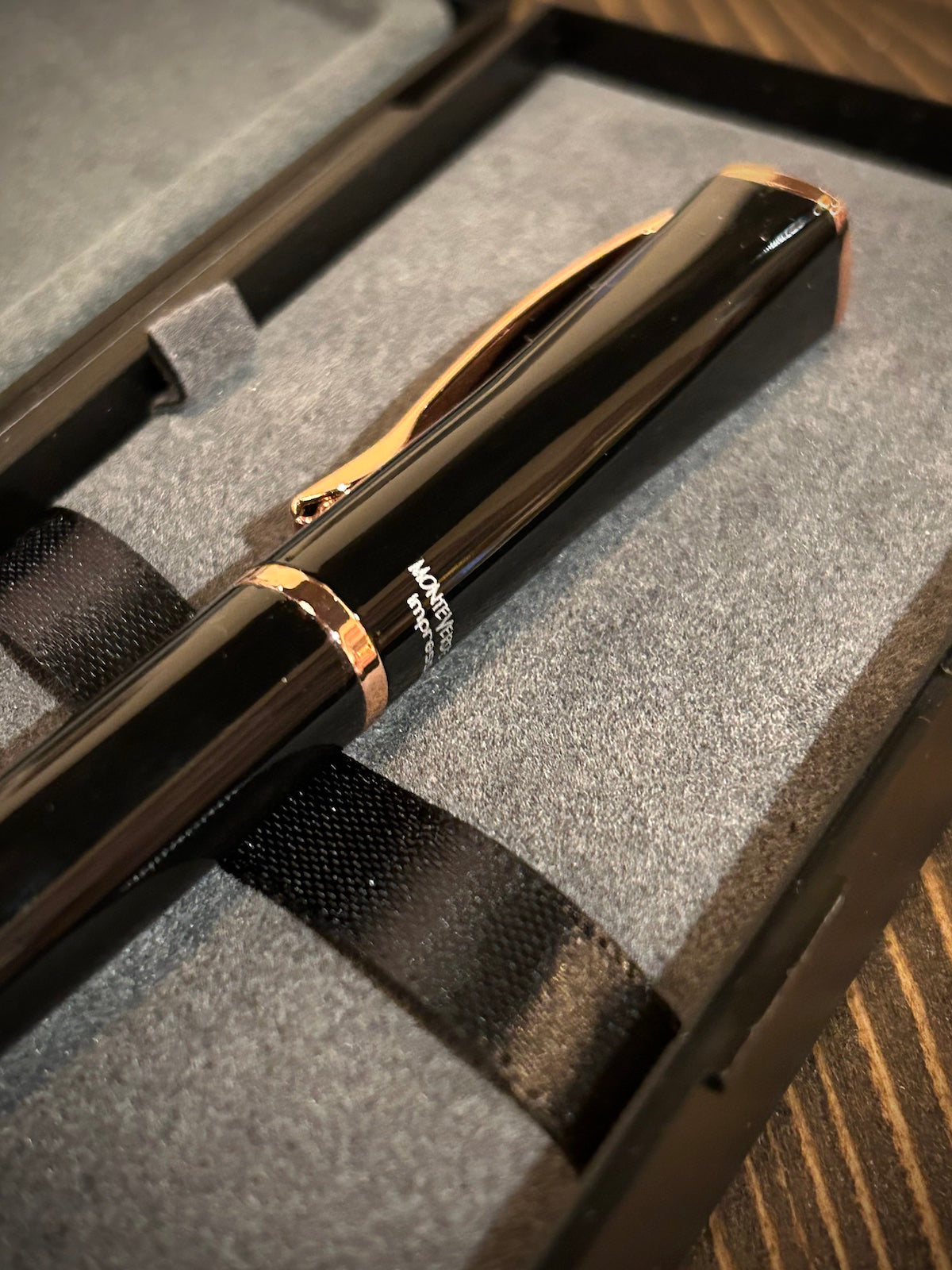 Monteverde USA® Impressa Black with Rose Gold Trim Rollerball Pen