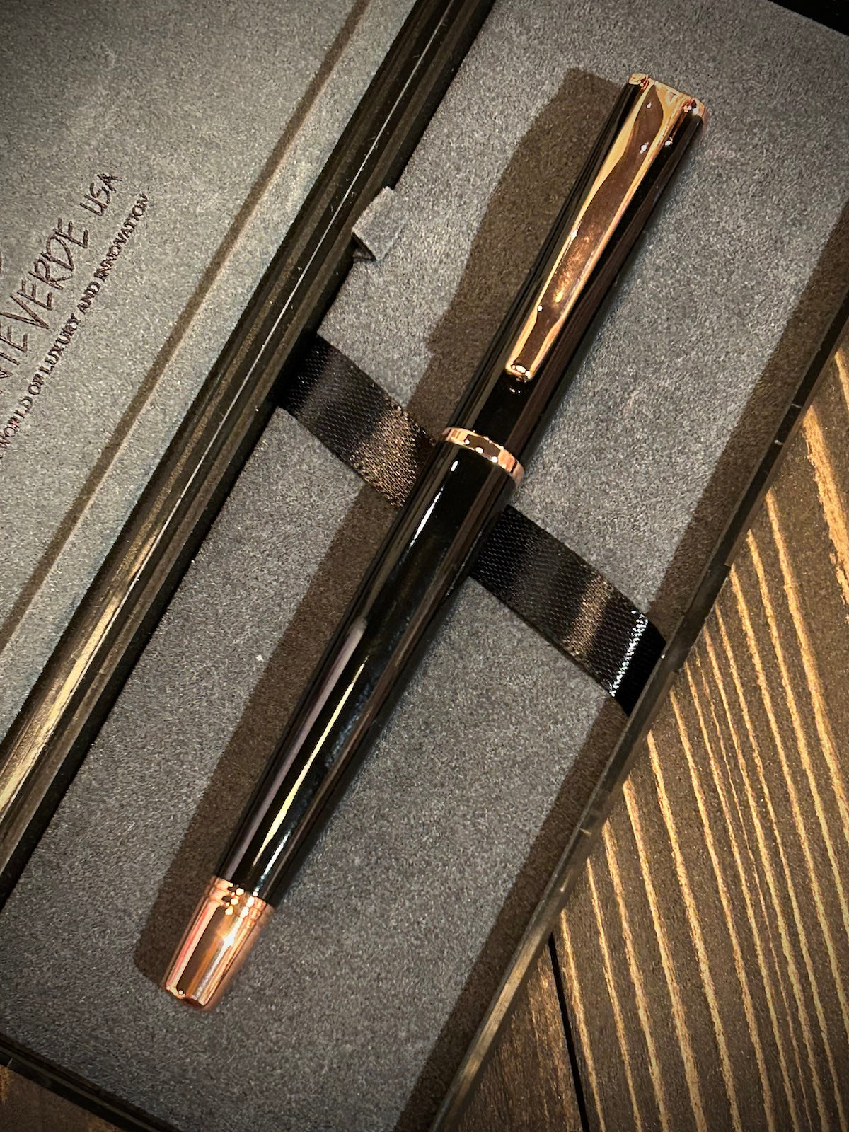 Monteverde USA® Impressa Black with Rose Gold Trim Rollerball Pen