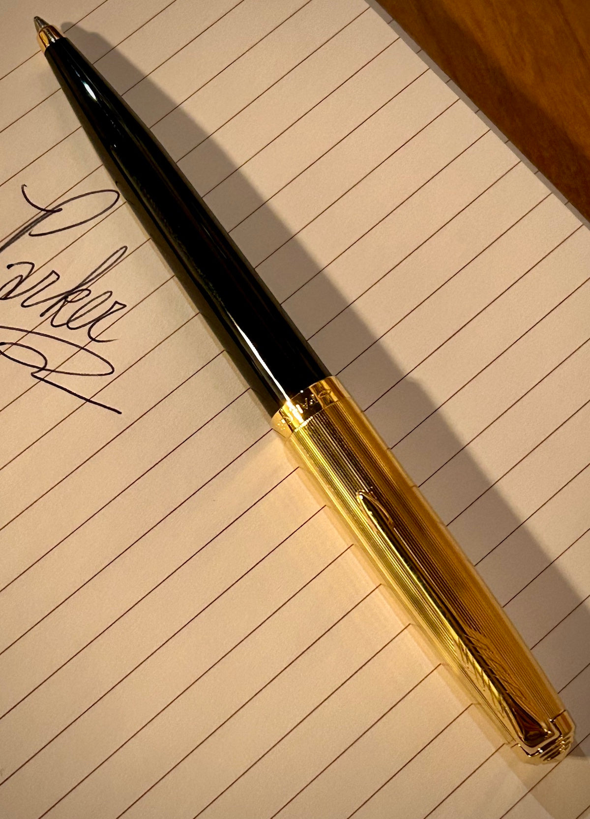 Parker 51 Deluxe Black Barrel with Chiseled Gold Cap Ballpoint Pen