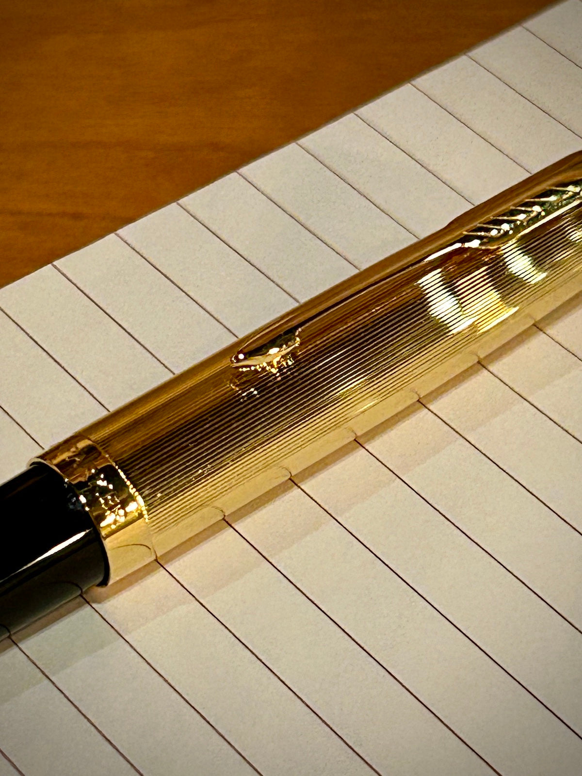 Parker 51 Deluxe Black Barrel with Chiseled Gold Cap Ballpoint Pen