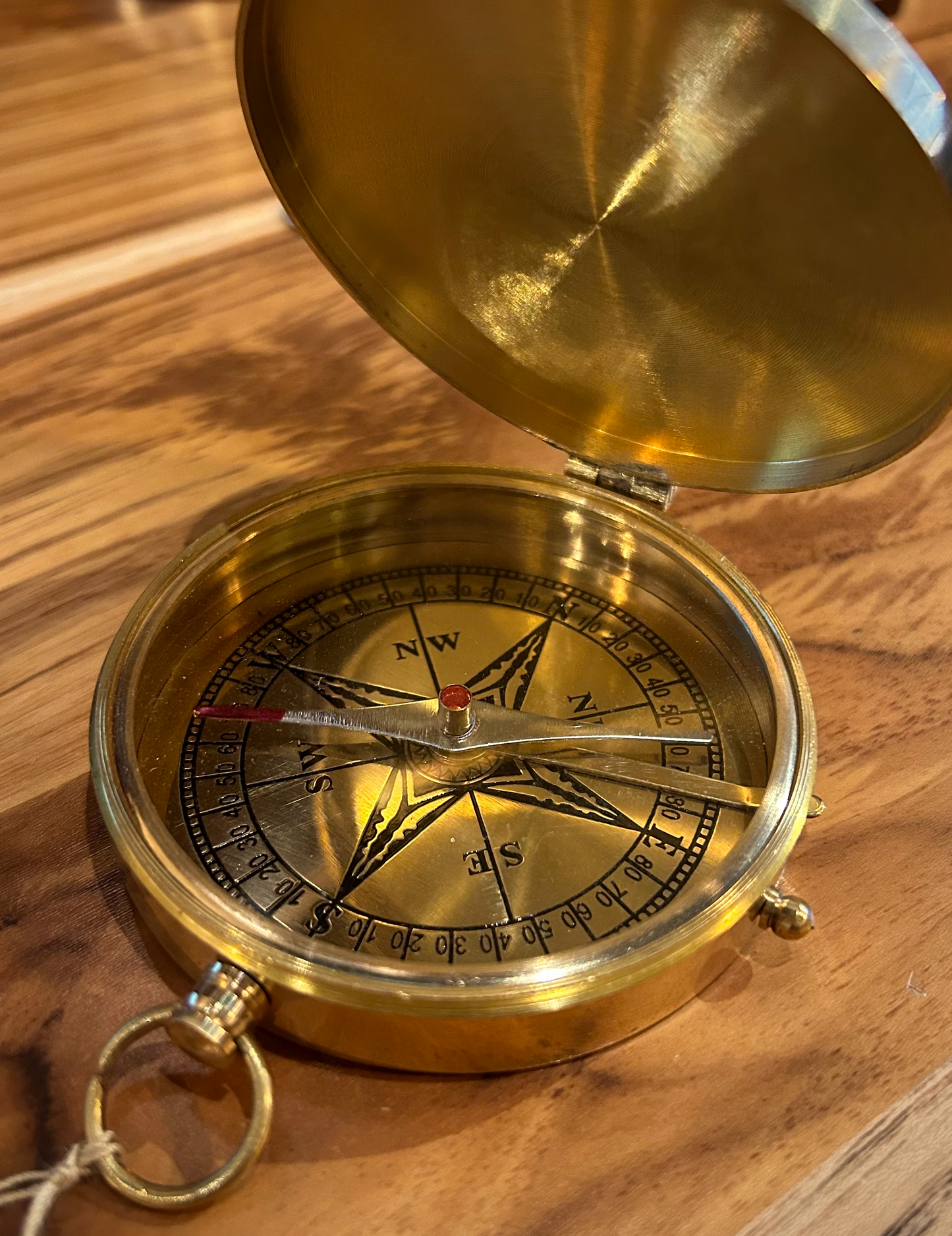 3" Flip-Top Solid Polished Brass Pocket Compass