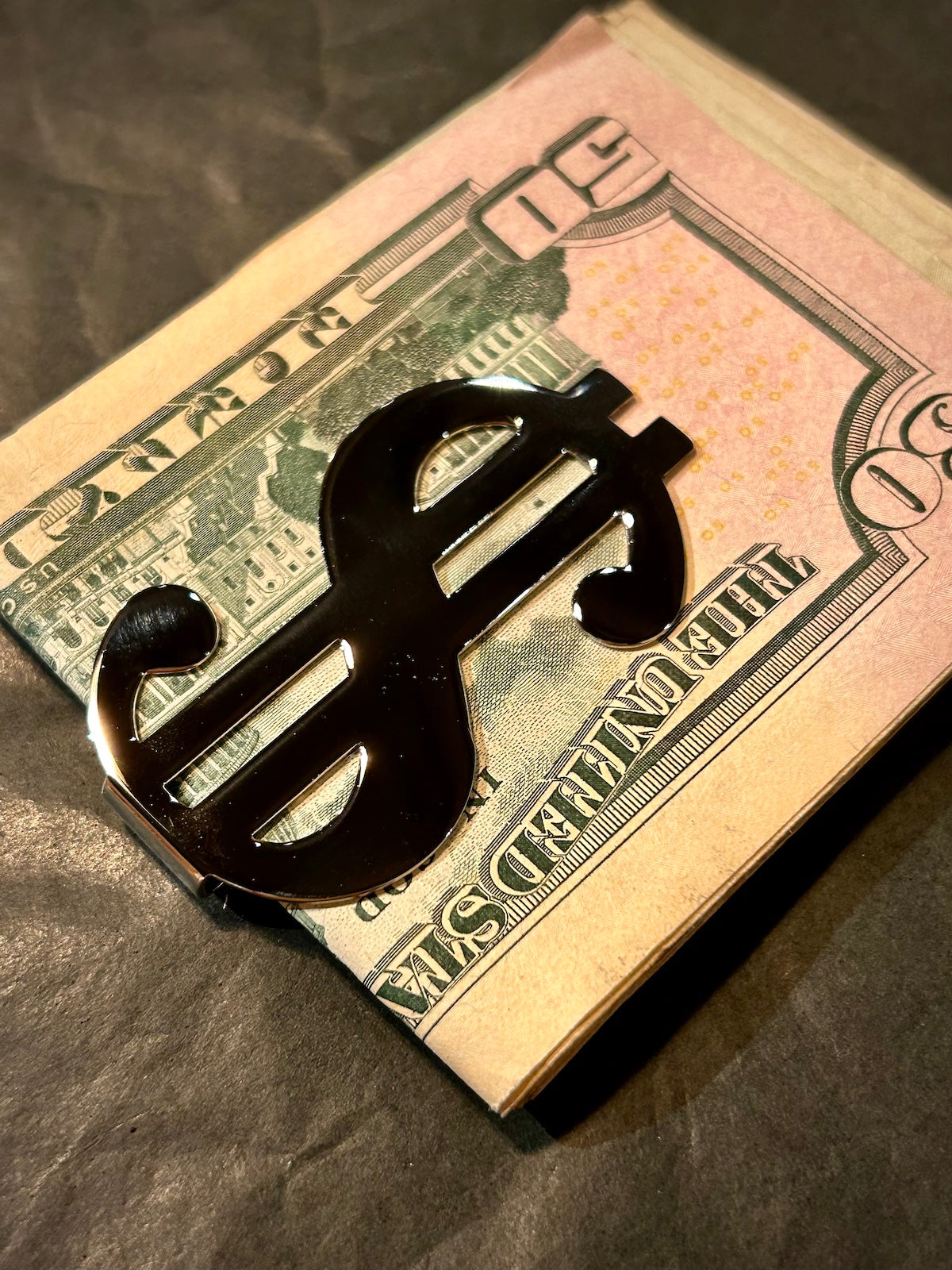 Dollar Sign Polished Stainless Steel Money Clip