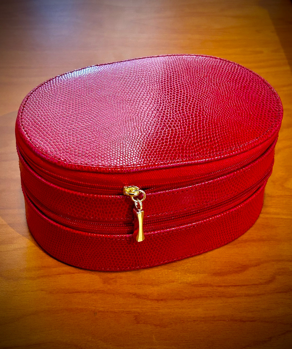 Red "Lizard" Leather Jewelry Case