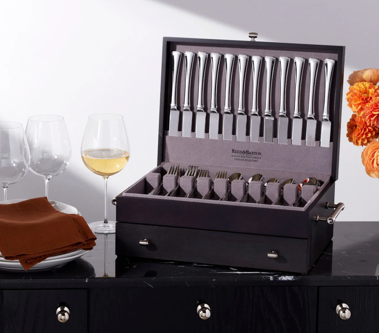 Reed & Barton Charcoal Flatware Chest