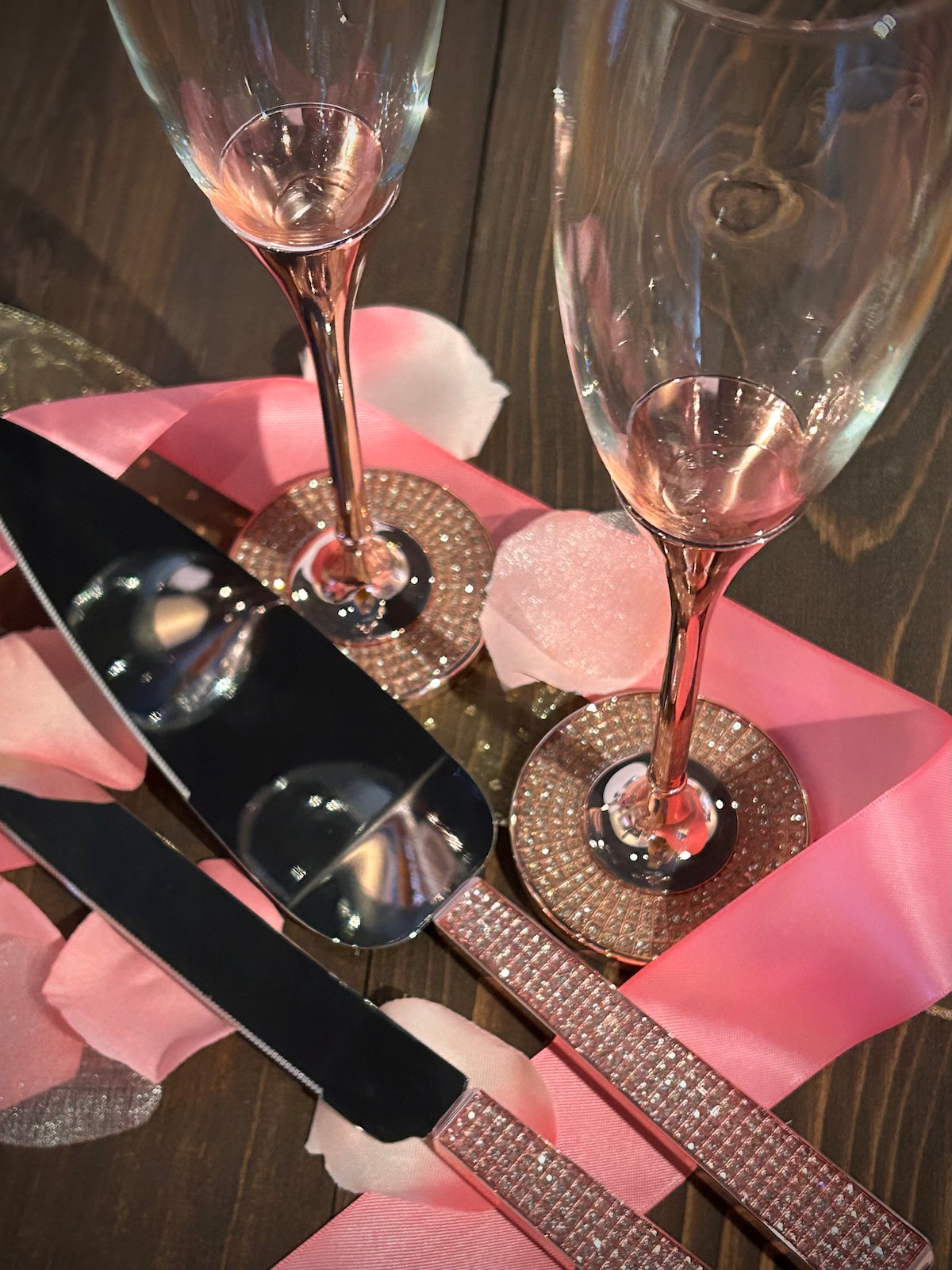 Rose Gold Diamond Glitter Champagne Flutes