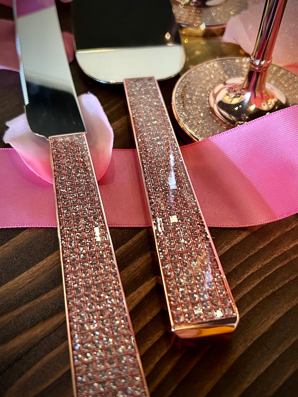 Rose Gold Diamond Glitter Cake Knife & Server