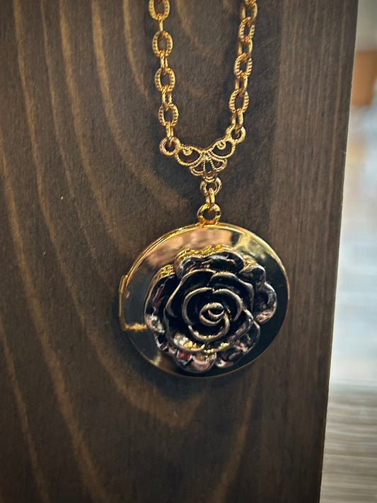 1928 Jewelry Rose Pendant Gold Locket Necklace