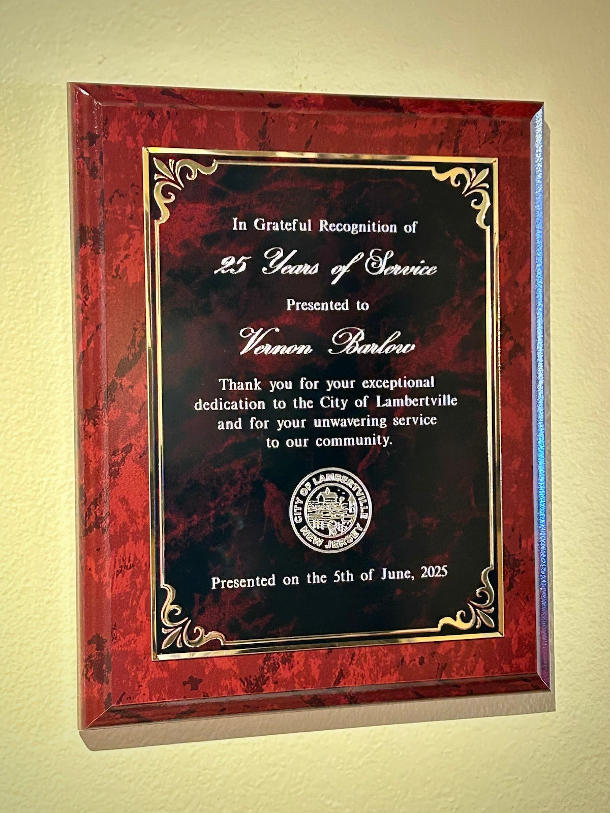 Ruby Marble Finish Plaque