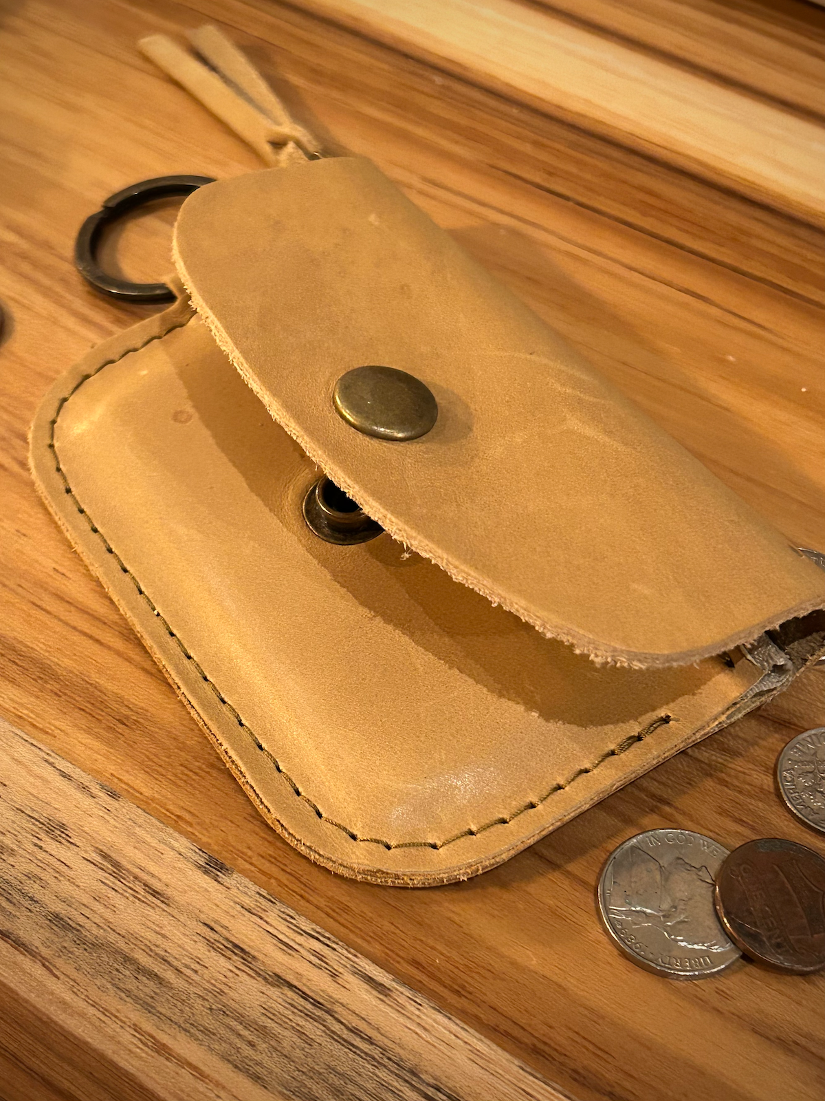 Anchor Handmade Leather Card Wallet & Coin Purse